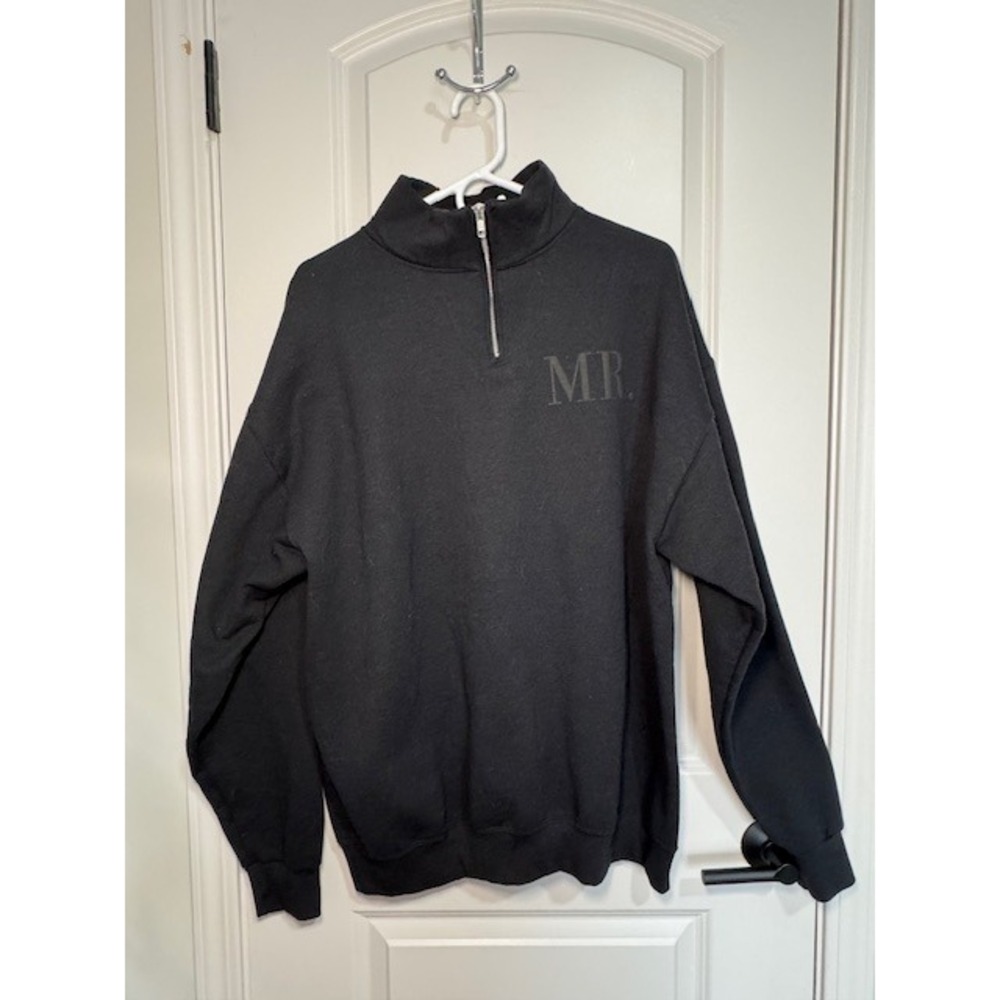 Jerzees NuBlend Mens XL Black Quarter Zip Pullover‎ Sweatshirt MR Graphic Logo